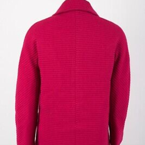 Talbots sz 8 petite wool blend magenta pink striped texture coat - Picture 2 of 8